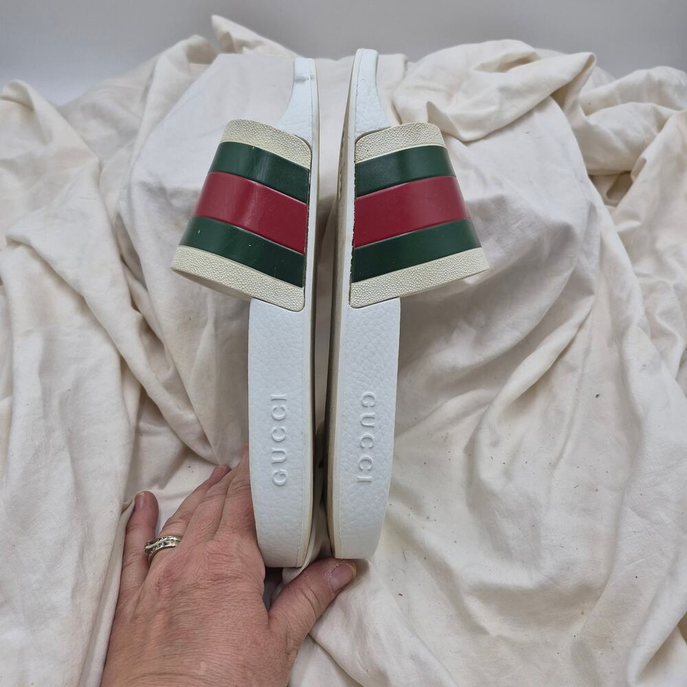 GUCCI Pursuit Stripes White Pool Slides 27 Gucci Web Mens Size US 8 - Picture 6 of 15